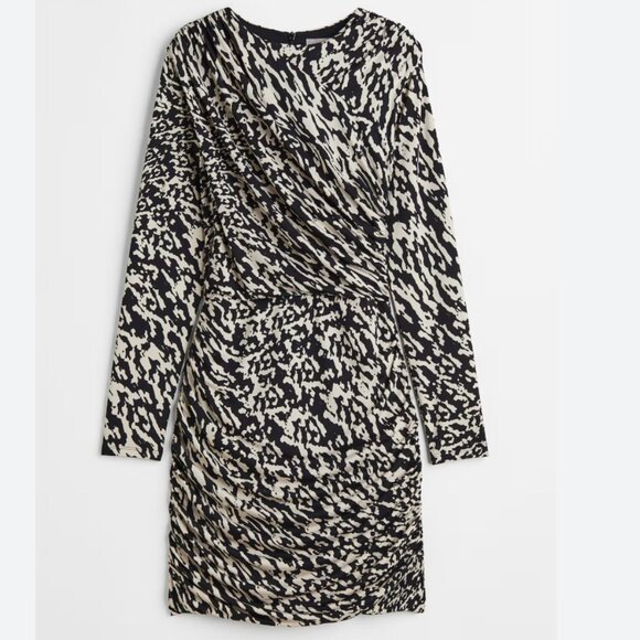 *H&M Draped Black and Beige bodycon dress - Picture 2 of 8